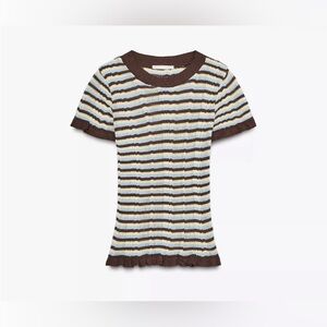 Zara STRIPED SWEATER WITH RUFFLES